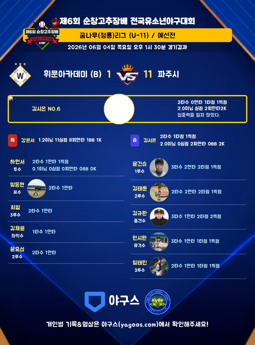 인스타그램 공유용 경기결과 이미지